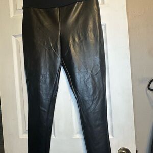 Assets Faux Leather Leggings High Waist Pull On Pants Black 1X